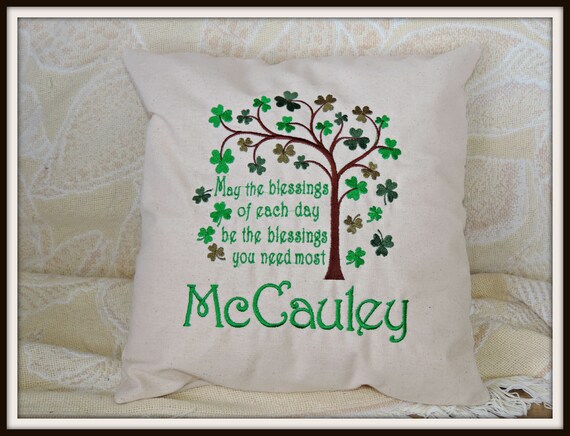 Irish blessing personalized pillow, embroidered shamrock pillow with name, Irish Decor, Irish themed pillow, Irish wedding gift