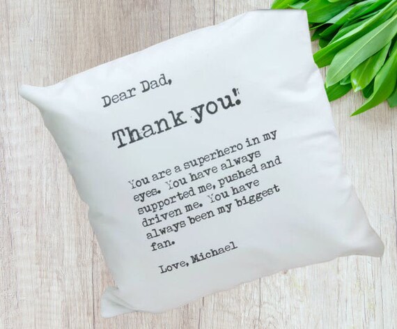 custom letters to dad, throw pillow for couch with insert, sentimental fathers day gift for grandpa, cute dad gift from son, funny gift