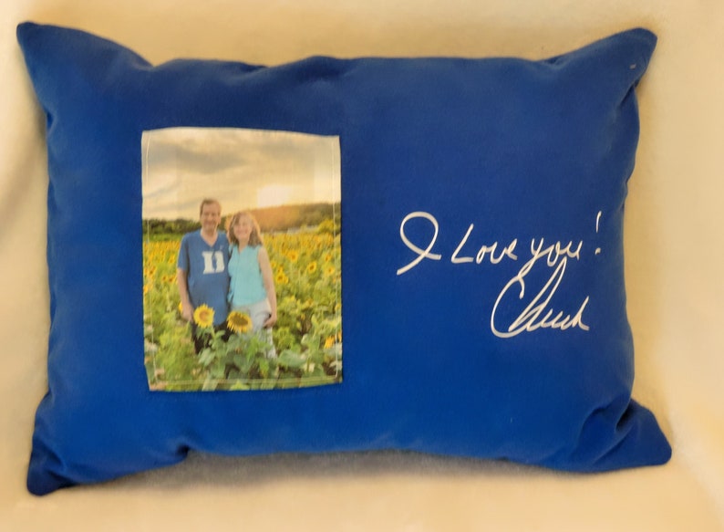 Memory shirt pillow with handwriting and picture, made from clothing, personalized photo pillow, grief gift, bereavement gift, in memory image 7
