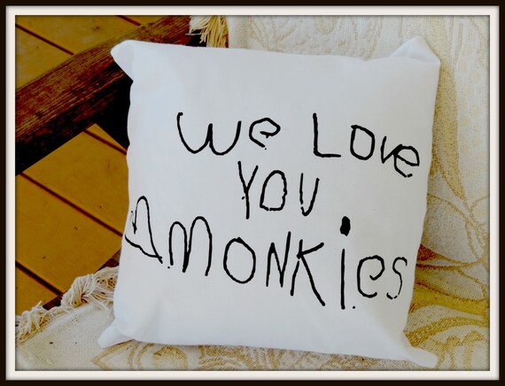 custom child art pillow, turn child art into home decor, remembrance pillow, your hand written note, nursery decor, child drawing pillow
