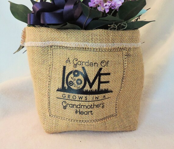 Burlap plant cover, plant pot cover, burlap slouchy basket, gift for grandma, Hessian plant cover, jute plant cover, funny plant holder