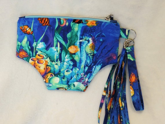 beach bikini wristlet, ocean wristlet, panty wristlet, purse for cruise, resort wear, beach wedding accessory, best friend gift