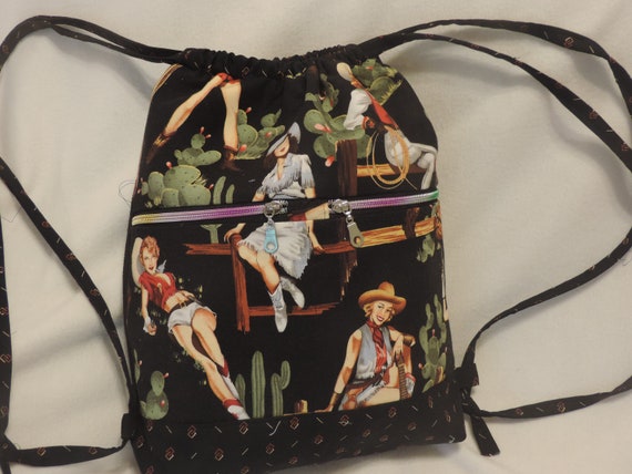retro cowgirl purse, retro western bag, pinup cowgirl bag, handmade western bag, country girl bag, western duffle backpack, western backpack