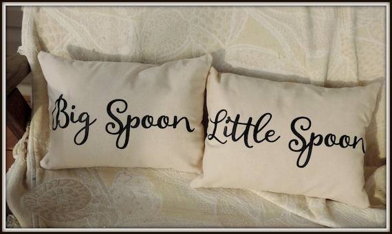 Spooning pillow set, big spoon pillow, little spoon pillow, wedding couple gift, couples gift, couple bedroom decor, cotton anniversary gift