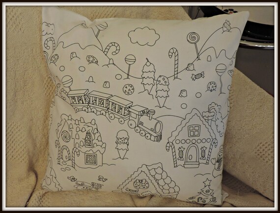 Items similar to Coloring Pillow, Coloring book pillow, color me pillow ...