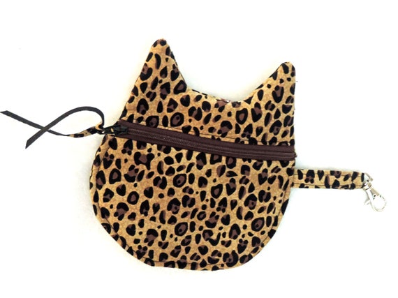 leopard coin purse, leopard pouch, cat Keychain Coin Pouch, Cat bag, Cat Keychain, cat purse charm, cat lover gift