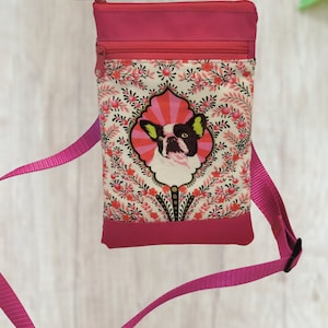 Boston Terrier Crossbody, Cherry Blossom Bag, Pink fundraising,  Dog Walking Purse, Pet Lover Gift, New Dog Mom Present, Festival Handbag