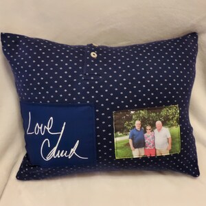Memory shirt pillow with handwriting and picture, made from clothing, personalized photo pillow, grief gift, bereavement gift, in memory image 8