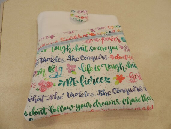 Girl Power book sleeve, book sleeve with pocket, Reading gift, book sleeve with closure, book protector, book lover gift for teen