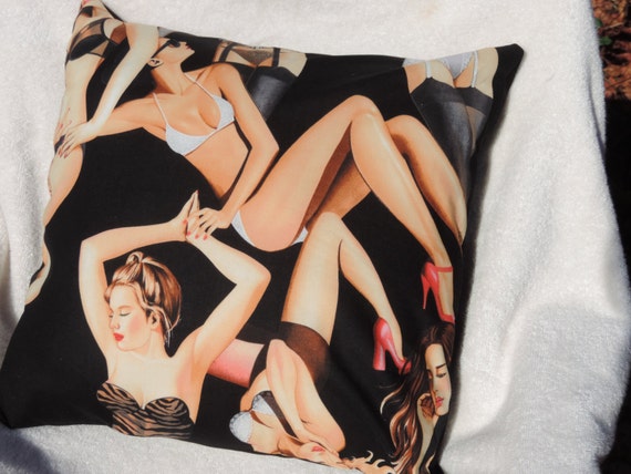 Lingerie pillow, bedroom throw pillow, boudoir pillow, pin up pillow, sexy bedroom decor, girlfriend gift
