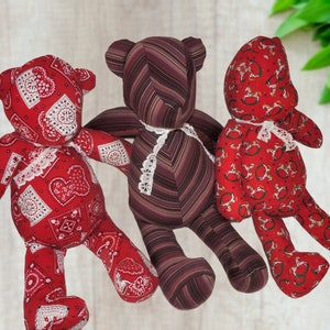 keepsake memory bear from shirts, stuffed bear from clothing, grief gifts for kids, loss of father memorial gift for son, bereavement gift