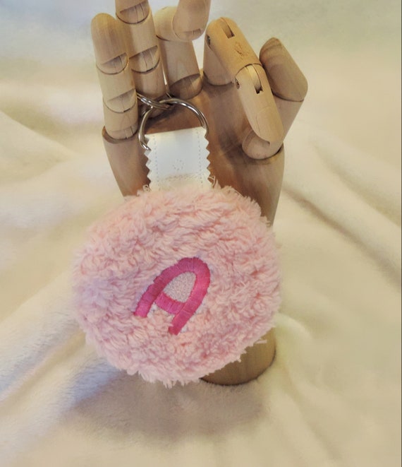 personalized plush pink keychain, pink fluff keychain, kawaii keychain, kidcore, decora, tween girl gift