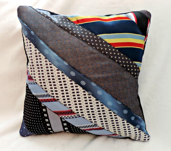 memory pillow from ties, remembrance pillow from ties, tie memorial pillow, in memory of dad, bereavement gift