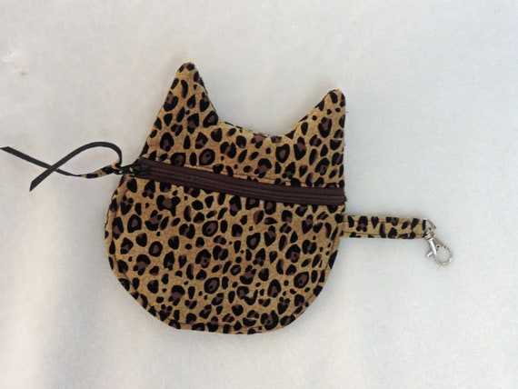 leopard coin purse, leopard pouch, cat Keychain Coin Pouch, Cat bag, Cat Keychain, cat purse charm, cat lover gift