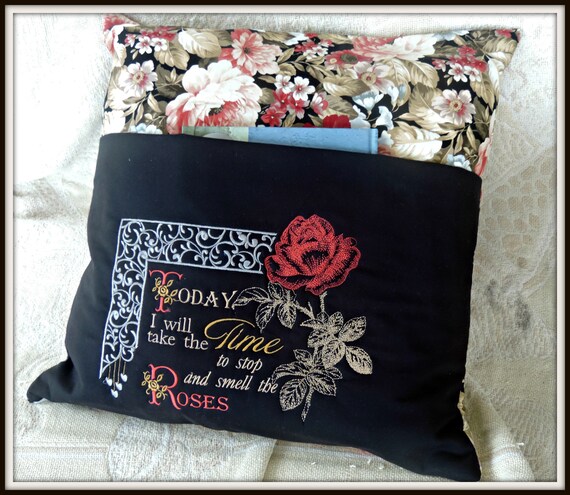 reading pocket pillow, reading pillow, book lover gift, travel gift, book pocket pillow, rose lover gift, grandmother gift, mom gift