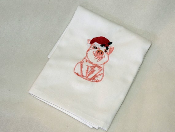 holiday pig, secret santa gifts at work, Christmas pig decor, farm decor, pig love towel, pet pig holiday towel, santa pig, pig lover gift