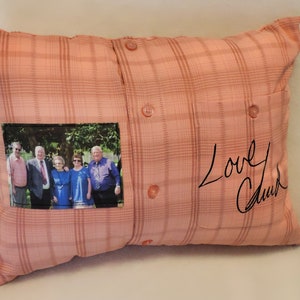 Memory shirt pillow with handwriting and picture, made from clothing, personalized photo pillow, grief gift, bereavement gift, in memory image 6