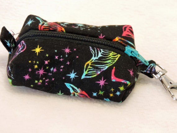 flamingo coin purse, small boxy bag, boxy clip on pouch, change pouch, boxy coin purse