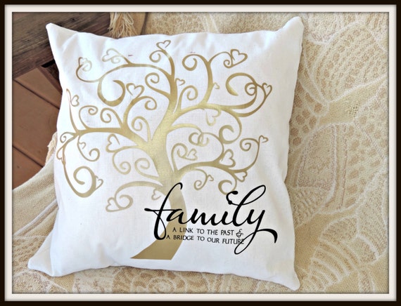 Family Tree Pillow, Family past and future pillow, family ties decor, family milestone decor, family wedding gift