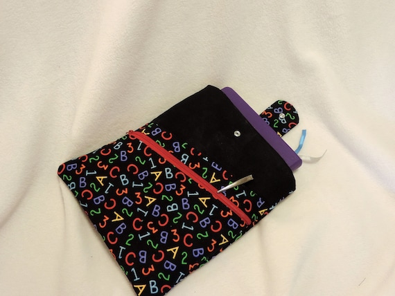 alphabet book sleeve, book sleeve with pocket, Reading gift, book sleeve with closure, book protector, book lover gift, gift for teacher