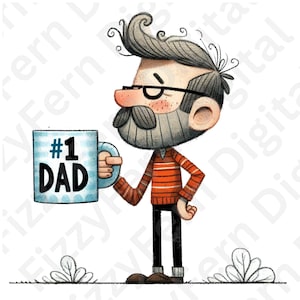 Father&#39;s Day Clipart PNG & SVG Bundle | 16 Father and Son Watercolor Clipart  | Transparent Background | Commercial Use