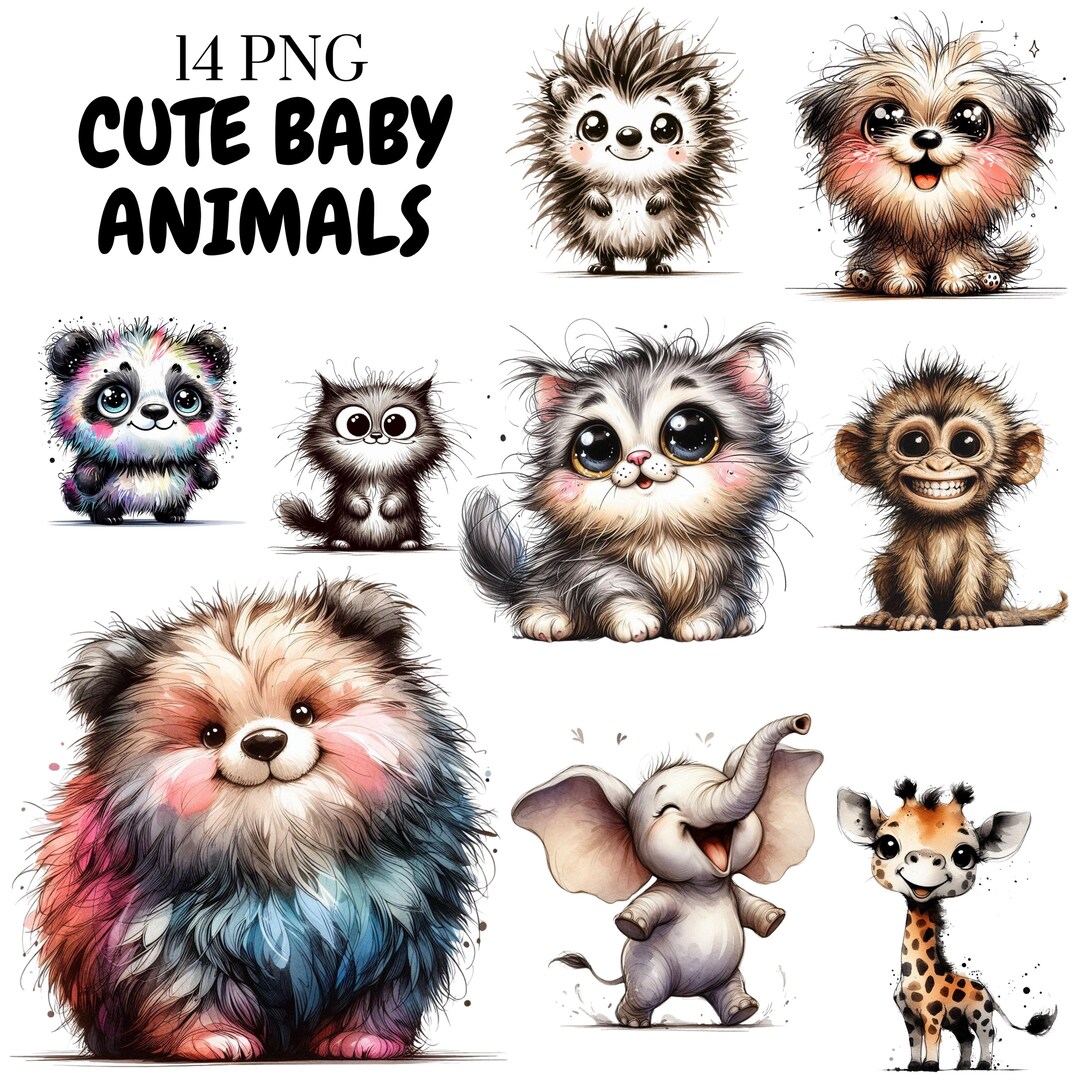 Watercolor Baby Animals Clipart Bundle: Nursery Art (digital Download ...