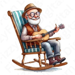 Pacchetto di clipart PNG e SVG di vecchio nonno / 13 clipart di acquerello di vecchio nonno / Sfondo trasparente / Uso commerciale