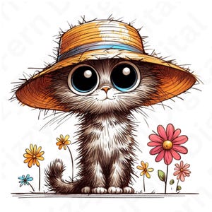 Quirky Spring Kittens PNG & SVG Clipart | 12 Watercolor Cats Animals | Transparent Background | Digital Instant Download | Commercial Use