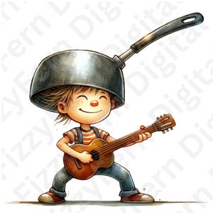 Quirky Boy Clipart PNG & SVG Bundle | 17 Funny Baby Kids Cartoon Boys Watercolor Clipart  | Transparent Background | Commercial Use