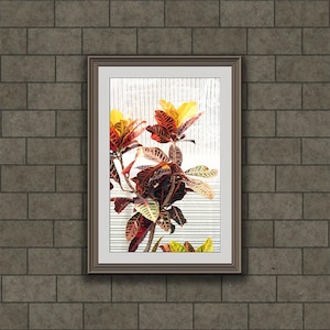 Bunte Croton Pflanze Wand Kunst zum Ausdrucken | Tropisches Blatt Poster | Lebendiges botanisches Dekor | Boho Dschungel Laub Print | Digitaler Download
