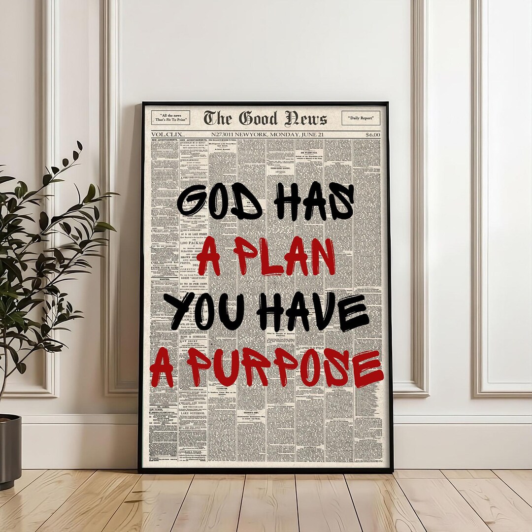Retro God Has A Plan You Have A Purpose Print, Christian Motivation ...