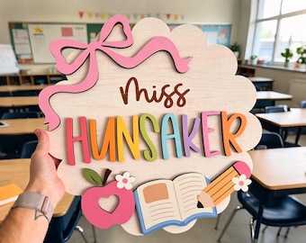 Personalisiertes 3D Türschild für Lehrer, Back To School Geschenk, Lehrer Türschild, neue Lehrergeschenke, benutzerdefinierte Klassenzimmerdekoration Wertschätzungswoche