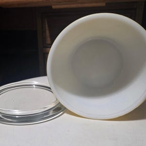 Vintage Glasbake or Fire-King style “Drippings” grease jar