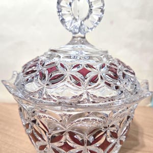 Vintage Hofbauer Ruby Flash Crystal Candy Dish with Lid • German Lead Crystal Bowl