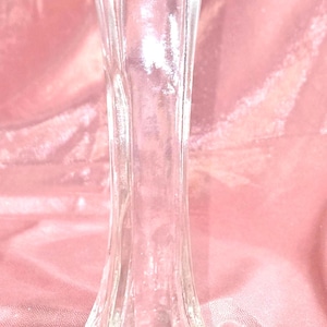 Vintage Clear Glass Bud Vase • Paneled Hourglass Shape • Square Base • Possibly Europa • Minimalist Decor