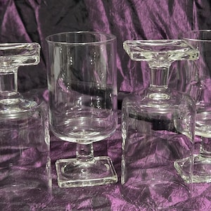 Vintage Federal Glass Nordic Juice Glasses – Set of 4 Clear Square Base Drinkware - **Free Shipping**