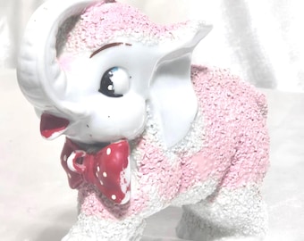 Vintage Arnart Pink Elephant Figurine, Mid-Century Ceramic Decor