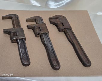 Vintage Adjustable Wrench Set of 3 | Rustic Industrial Decor