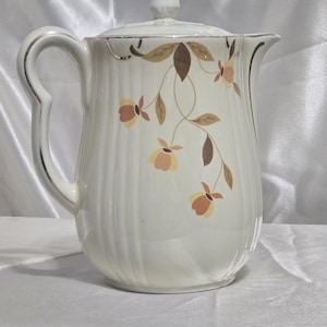 Vintage Hall China Coffee Pot: Autumn Floral Ribbed Teapot