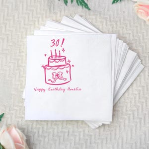 Personalized 30Th Birthday Napkins, Custom Name Party Napkins, Happy Thirtieth Birthday Paper Napkins, Milestone Birthday Cocktail Napkins