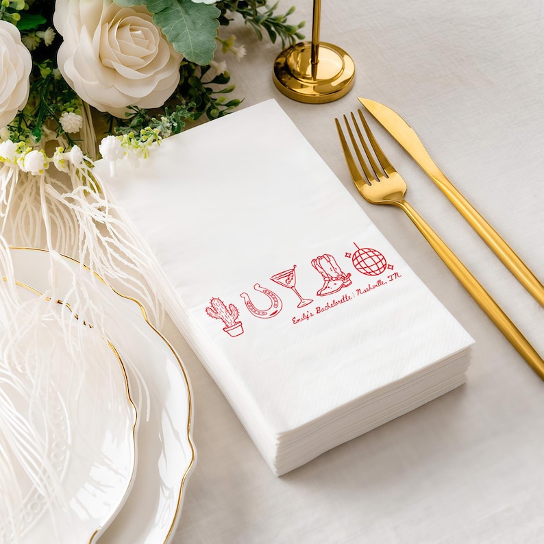 Nashville Bachelorette Party Napkins, Personalized Disco Cowgirl Bachelorette Napkin, Custom Western Themed Party Supplies, Gift Napkin bild 4