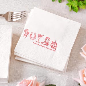 Nashville Bachelorette Party Napkins, Personalized Disco Cowgirl Bachelorette Napkin, Custom Western Themed Party Supplies, Gift Napkin bild 1