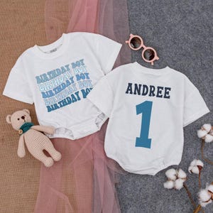 Personalized Birthday Boy Romper, First Birthday Outfit, Blue Theme Birthday Shirt, Boy Birthday Outfit, Cupcake Romper