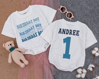 Personalized Birthday Boy Romper, First Birthday Outfit, Blue Theme Birthday Shirt, Boy Birthday Outfit, Cupcake Romper