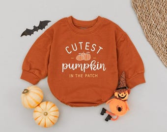 Cutest Pumpkin In The Patch Baby Romper, Newborn Thanksgiving, Fall Baby Clothes, First Thanksgiving Gift, Baby First Halloween Costume