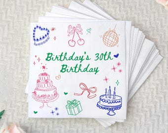 Birthday's 30th Birthday Napkins, Thirty Party Celebration Napkins, Milestone Birthday Decor, Birthday Party Supplies, Festive Cake Napkins