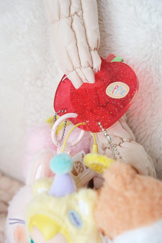Acrylic Carabiner –Sweet Apple -Charm Plushie Holder – Kawaii Backpack Accessory – Multi-Keychain Friendly
