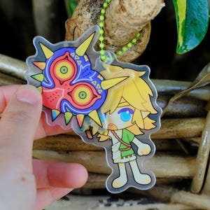 Zelda Majora’s Mask Link Keychain Charm – Layered Acrylic Accessory – The Legend of Zelda