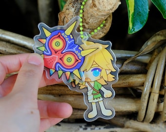 Zelda Majora’s Mask Link Keychain Charm – Layered Acrylic Accessory – The Legend of Zelda