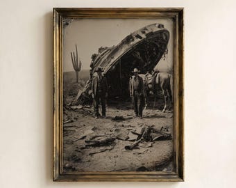 Cowboys and UFO Crash: Vintage Western Sci-Fi Photography, Southwestern Weird West Art (Digital Download)